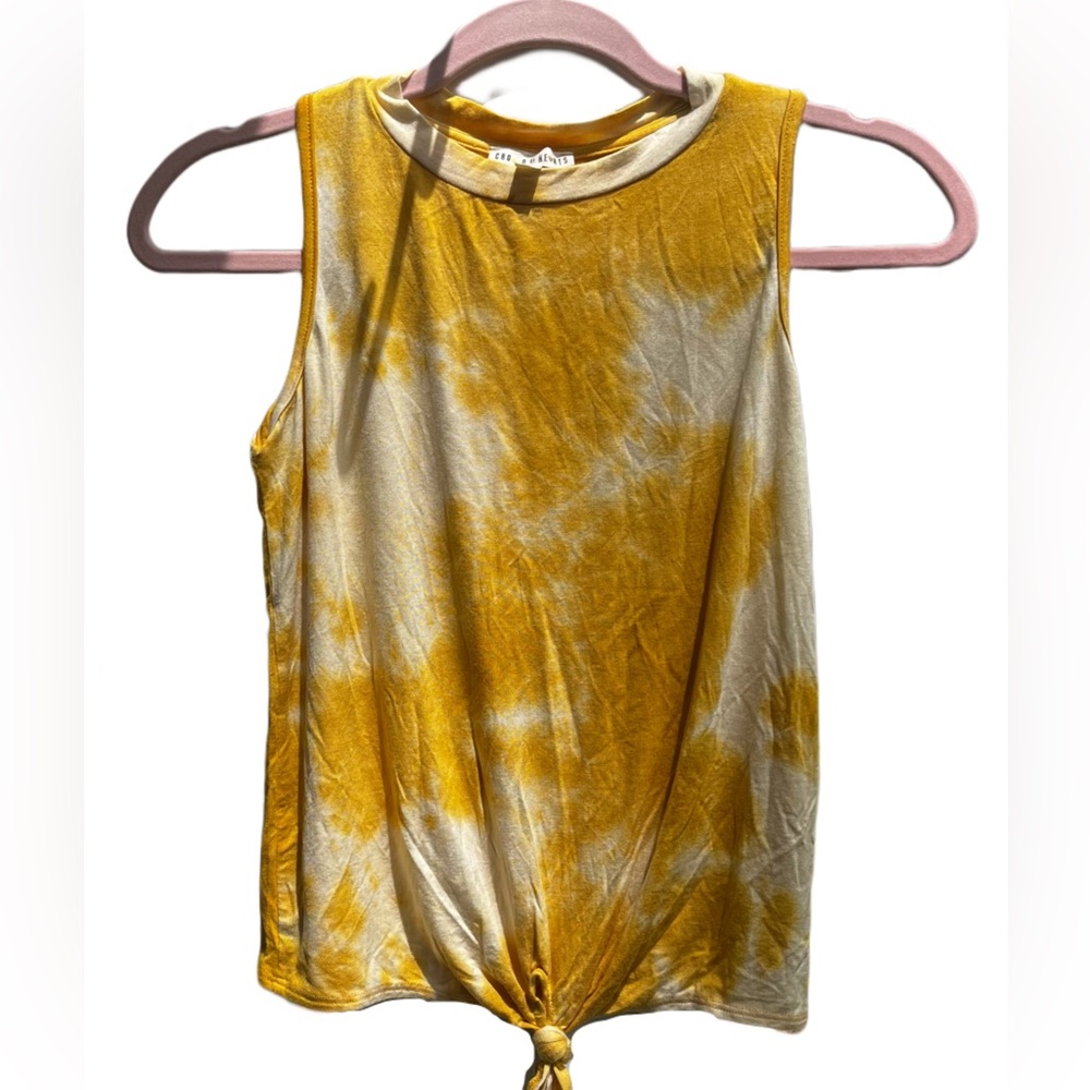 Crown of Hearts Yellow Tie Dye Tank Top